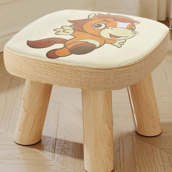 The three-legged solid wood square stool is removable
