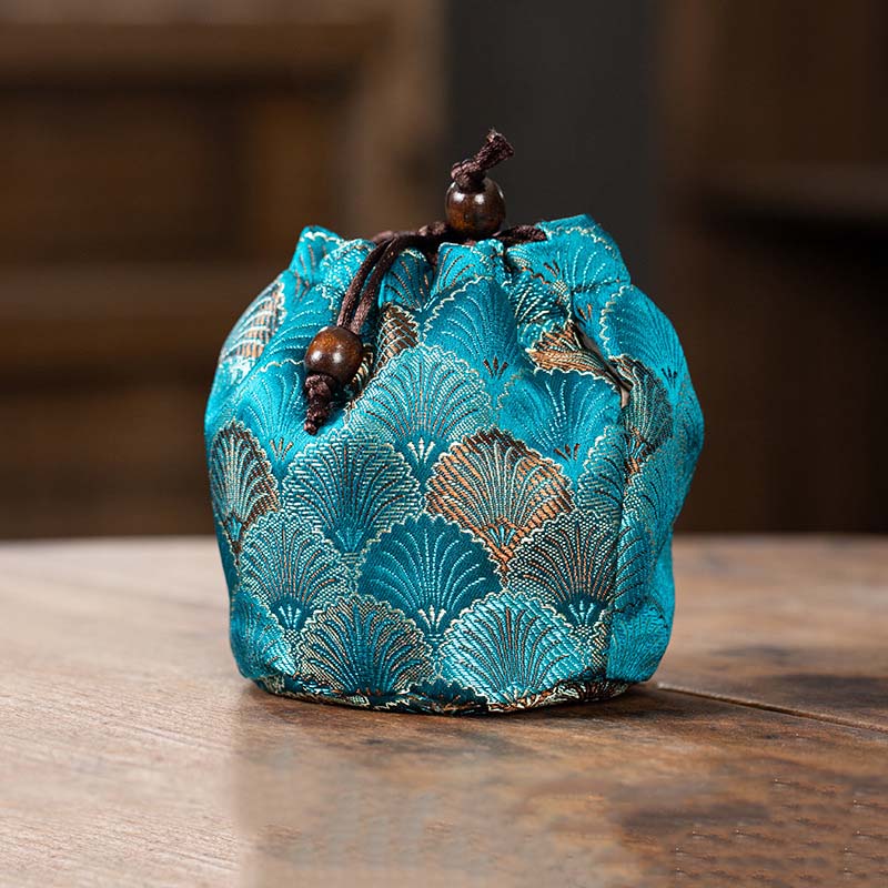 Wide mouth single cup cloth bag-blue acacia flower