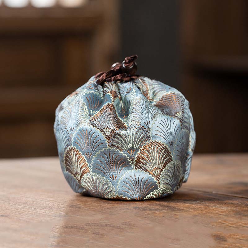 Wide mouth single cup cloth bag-gray acacia flower