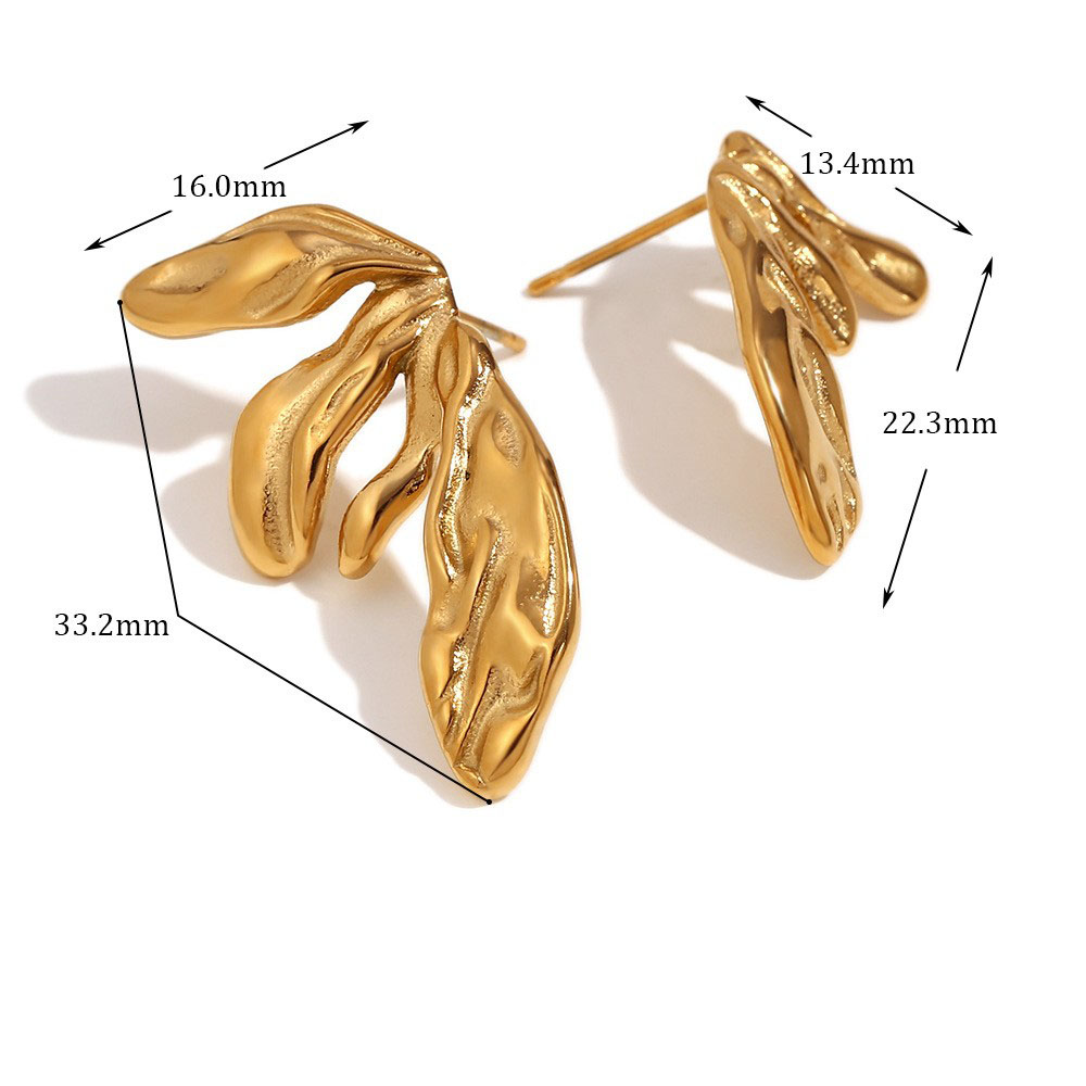 3:Asymmetrical Lily petal Stud earrings - Gold