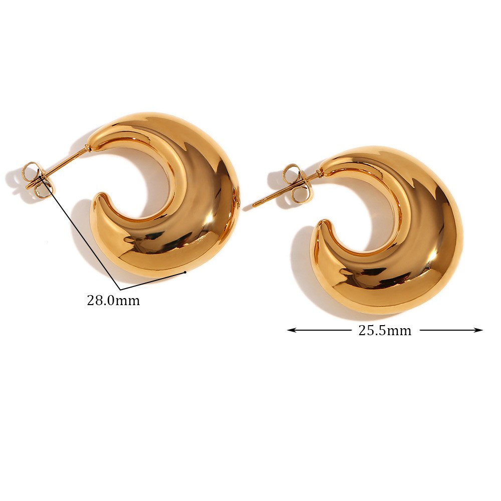 25:Hollow 28mm Wave earring - Gold