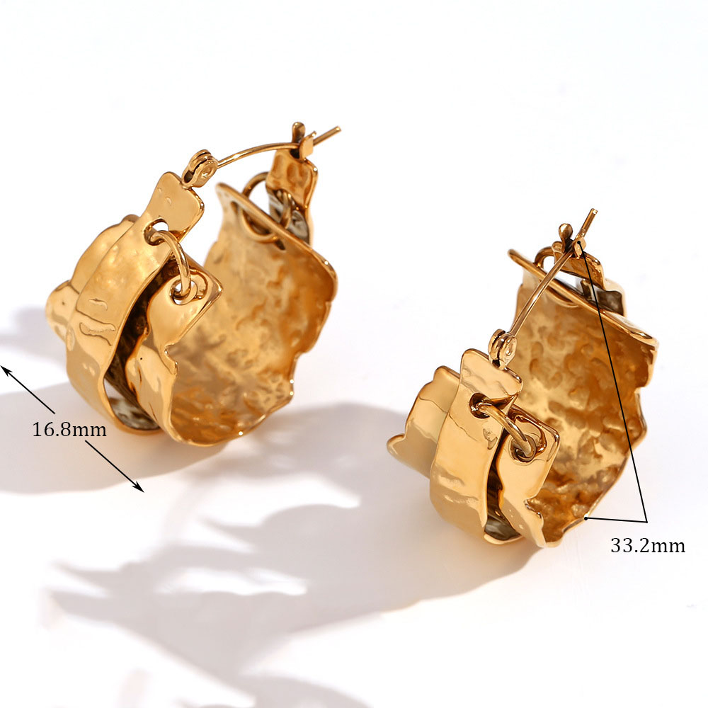 Double removable beat print earrings - gold