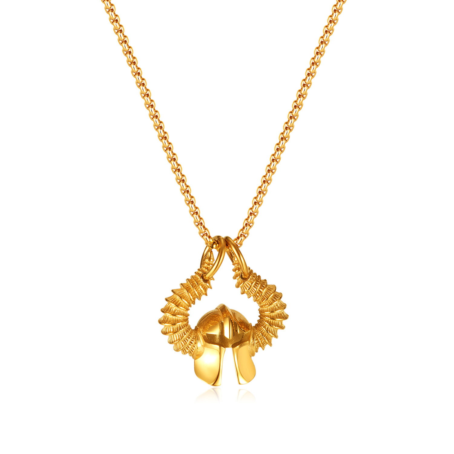 5:Gold pendant with square pearl chain 3x55cm
