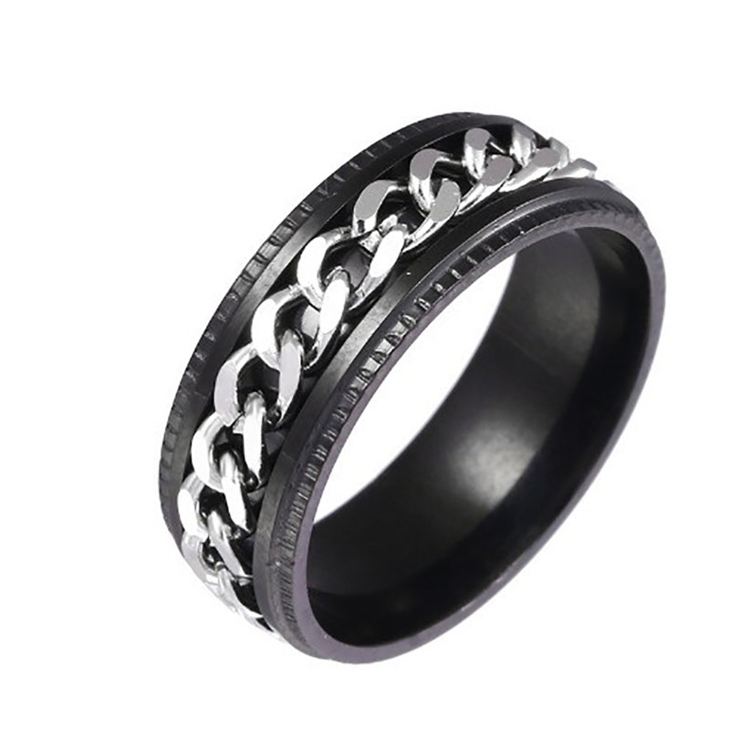 Black ring   silver chain