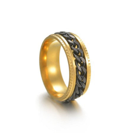 7:Gold ring   black chain