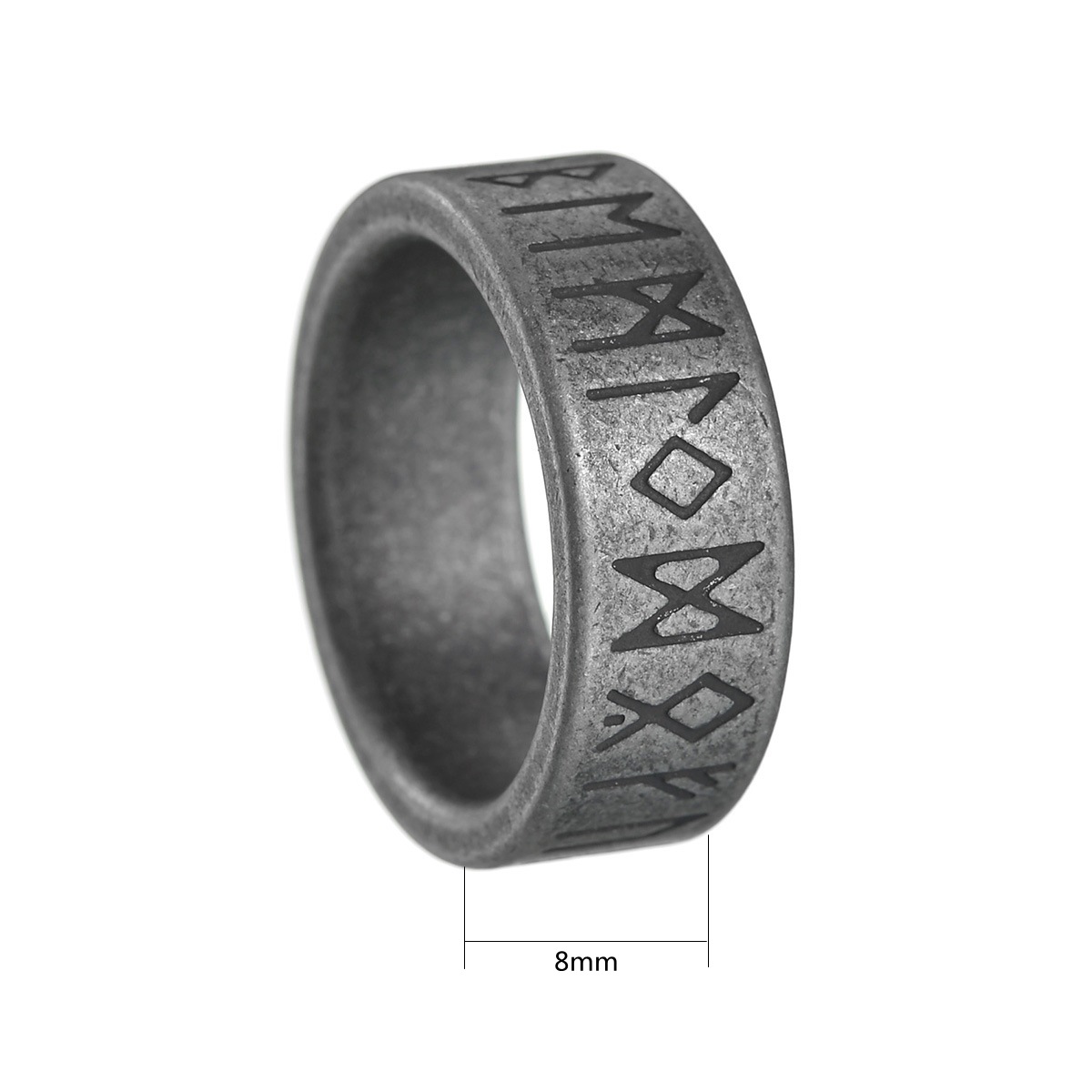 8mm ancient silver rune 7
