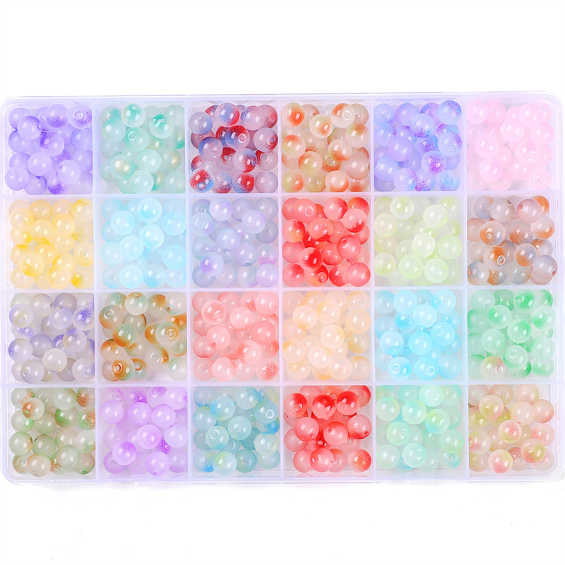 24-cell boxed 8mm glass jelly double-packed ball box set of 20 per grid, a total of 480
