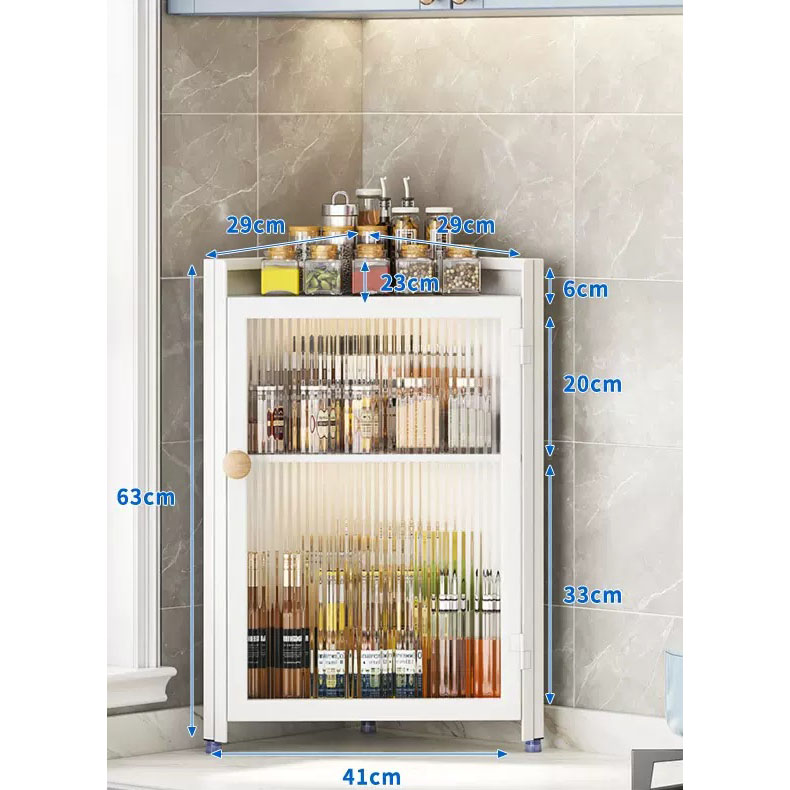 White countertop three-layer seasoning triangle cabinet