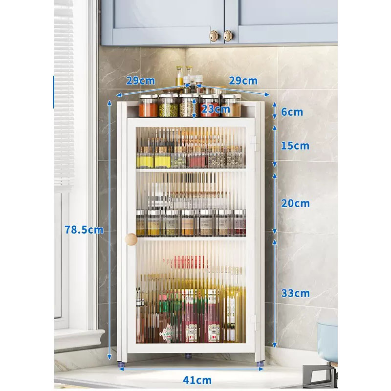 White countertop four-layer seasoning triangle cabinet