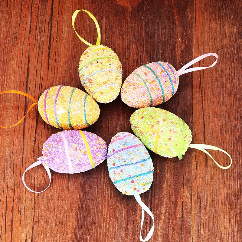 4 * 6CM Striped Eggs with Foam 6 / Bag Easter Eggs