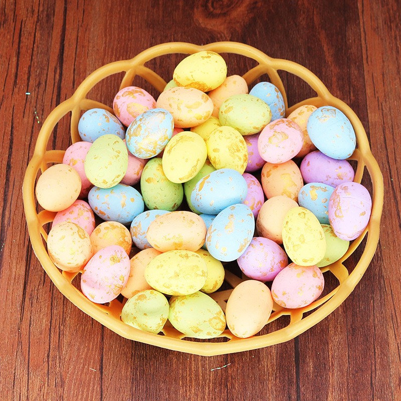 1.8 * 2.5CM colorful foam spotted eggs 50 white blue mesh bagged Easter eggs