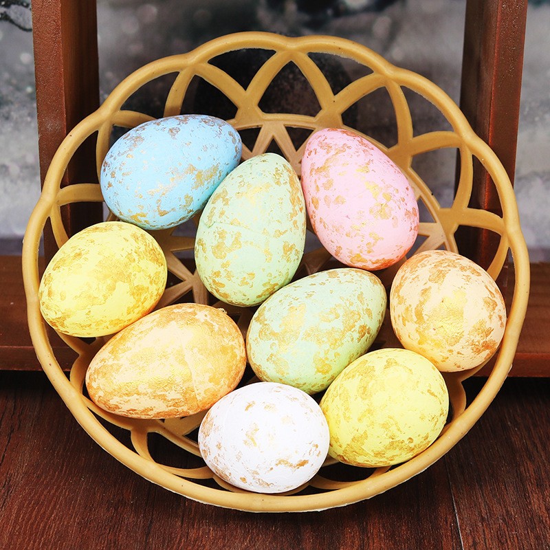 3 * 5CM colorful foam spotted eggs 9 white blue mesh bagged Easter eggs