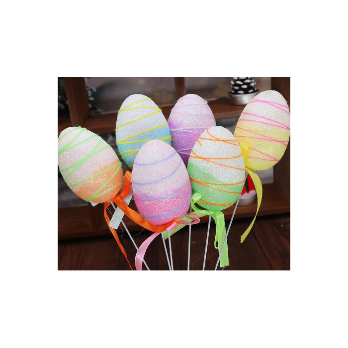 Easter Eggs 011 4-6CM Striped with Foam Particles 6 packs