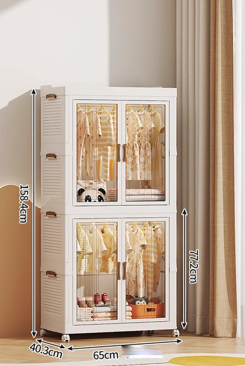 65CM face width - 2-layer wardrobe with 10 hangers