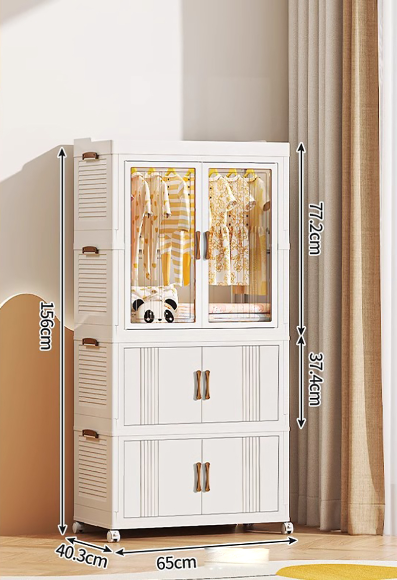 65CM width -1 layer wardrobe  2 layer storage box - solid color panel send 10 hangers