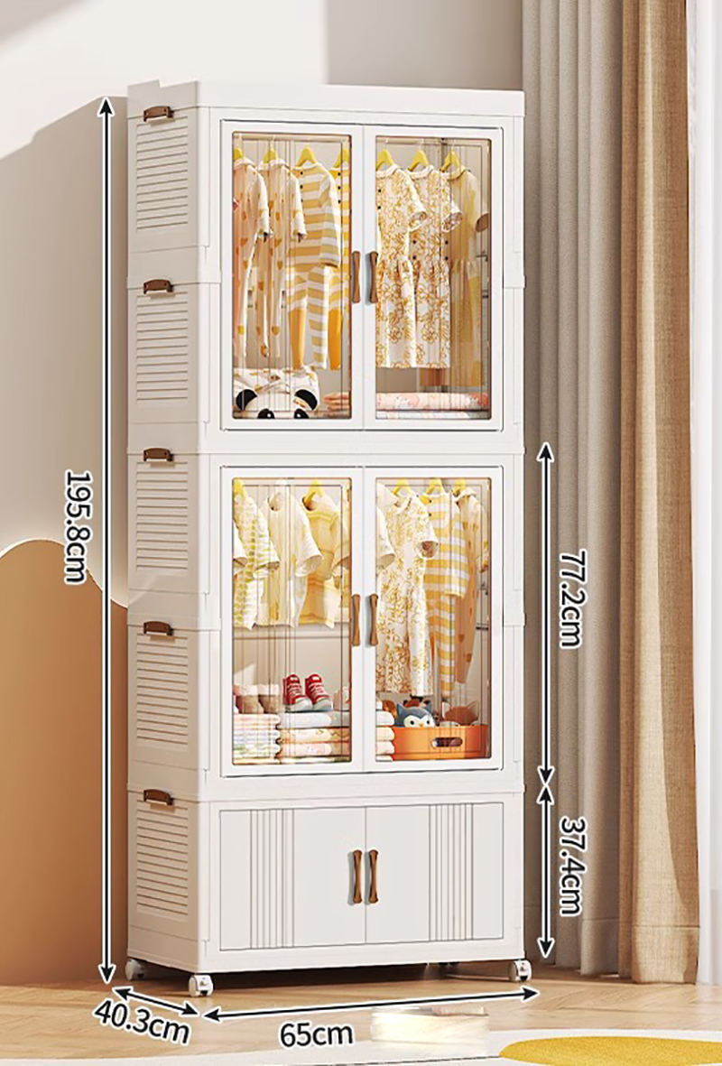 65CM width -2 layers of wardrobe  1 layer of storage box - solid color panel send 10 hangers