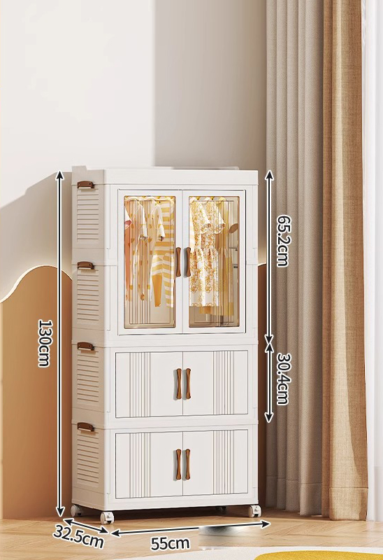 55CM width -1 layer wardrobe  2 layer storage box - solid color panel send 10 hangers
