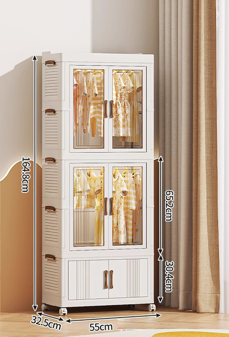 55CM width -2 layers of wardrobe  1 layer of storage box - solid color panel send 10 hangers
