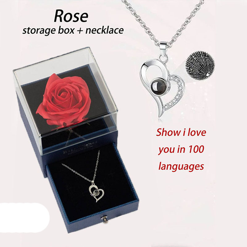 Blue box and silver love necklace