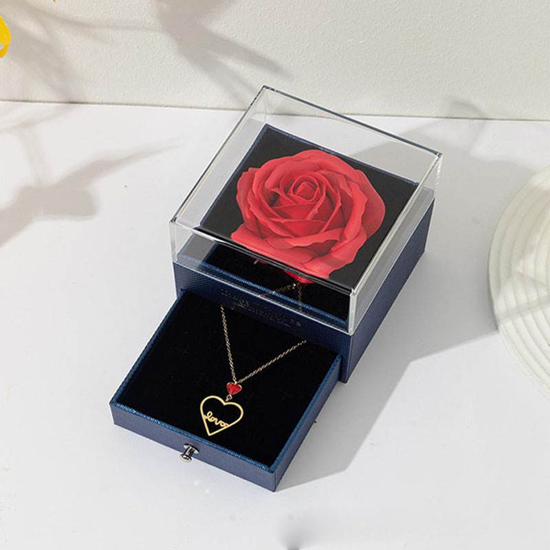 Blue box and gold love necklace