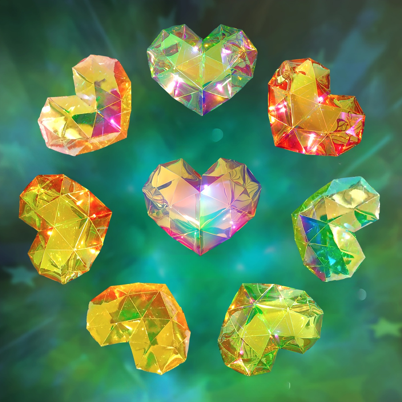 Heart 25CM- Laser Emerald green