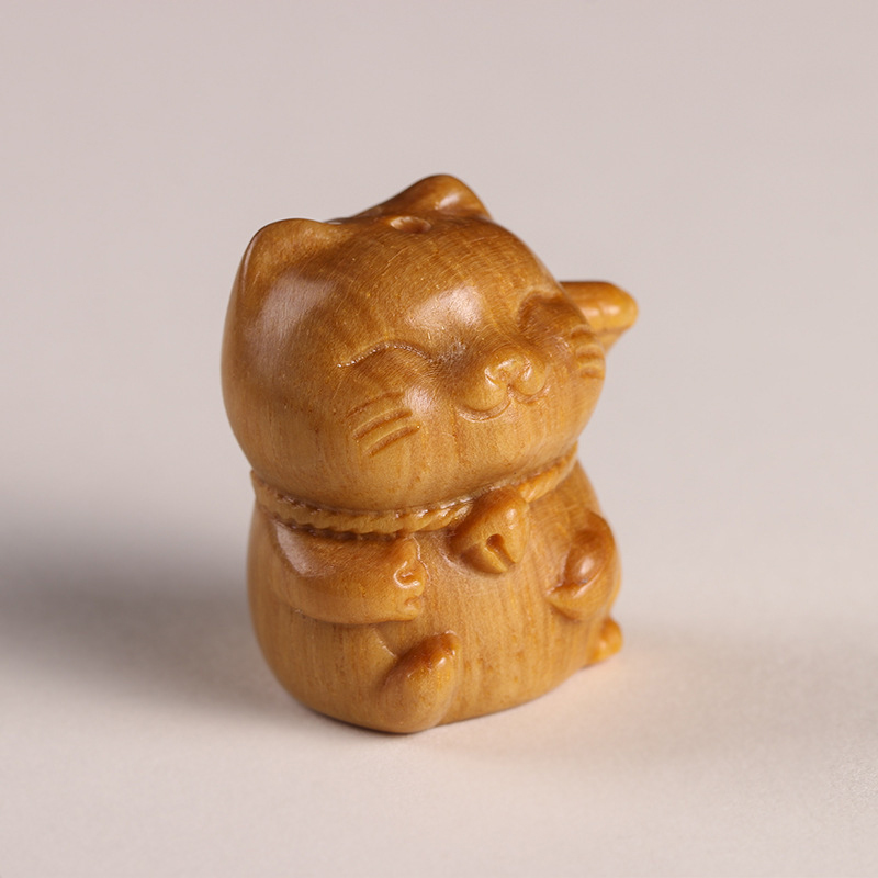 Small sandalwood cat pendant-2.9x2.6x2.1cm