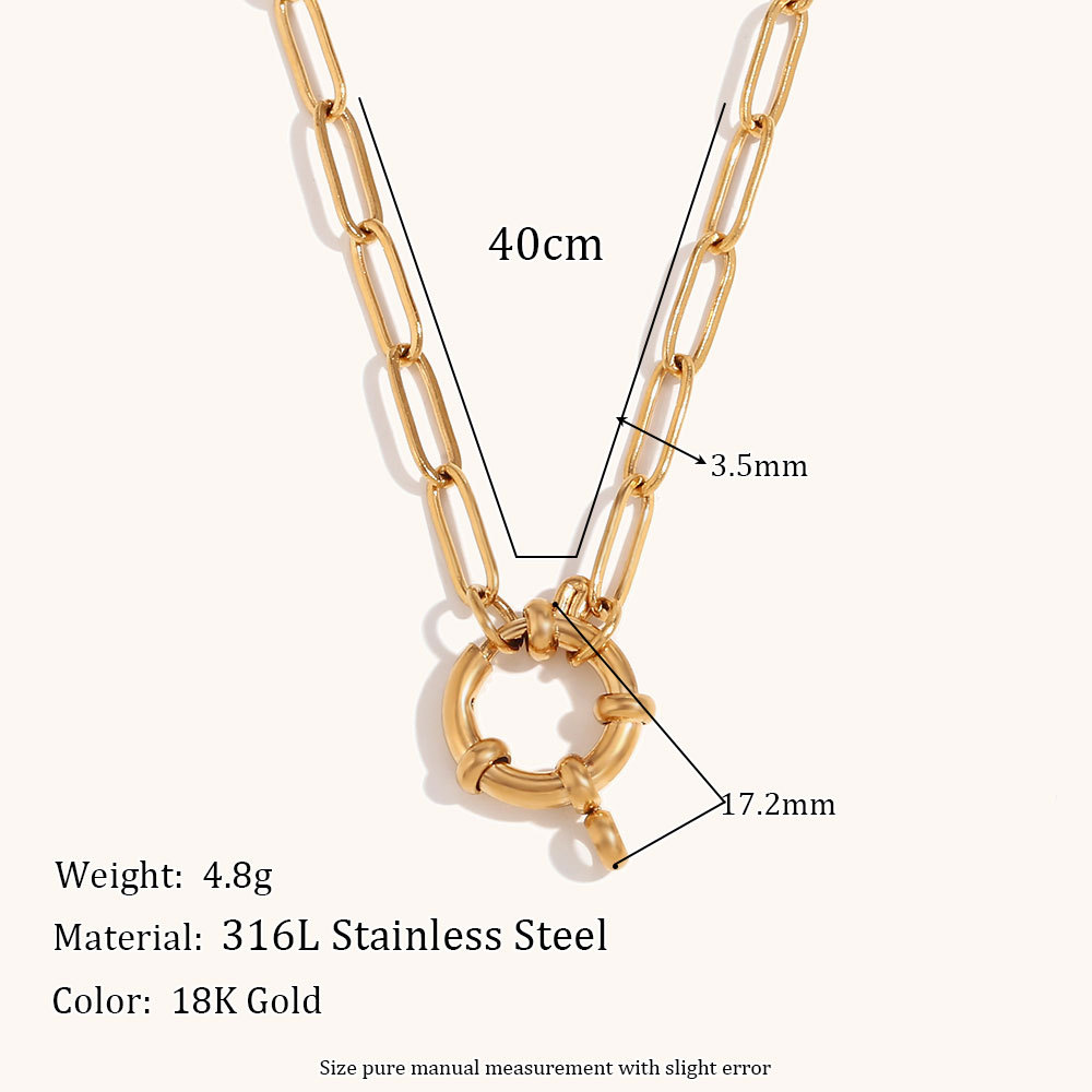 2:3.5mm loop needle chain spring buckle pendant necklace