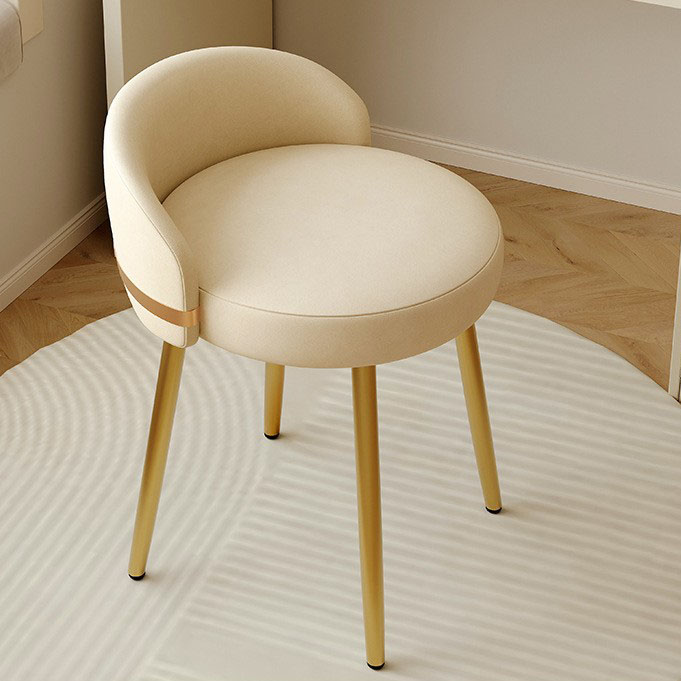 [ Golden legs ] Beige and white dressing stool