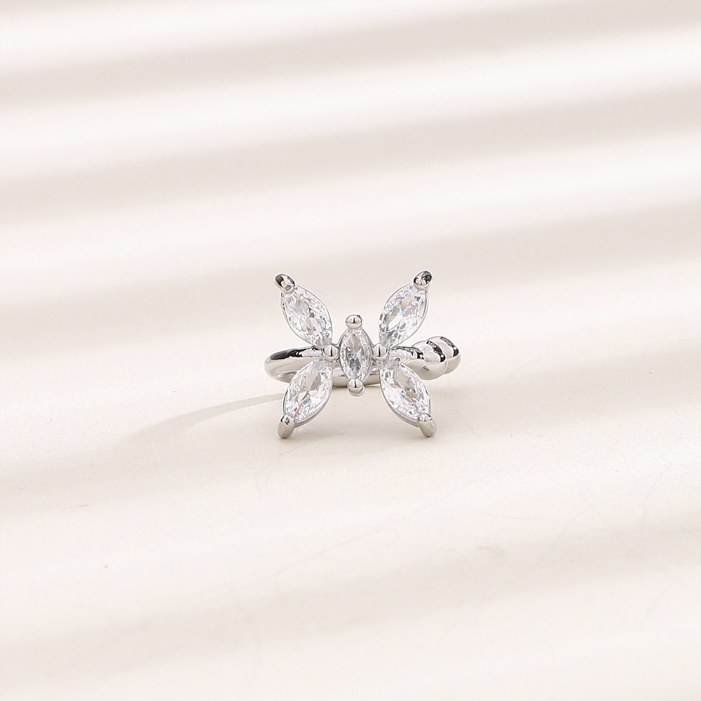 1:White gold right ear butterfly-9MM * 10MM