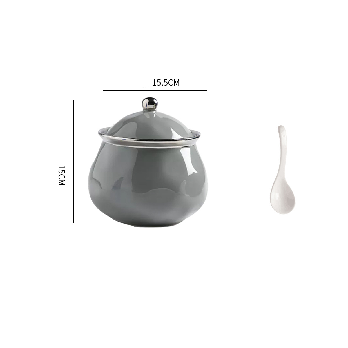 Silver edge lard tank light grey 1200ML (free spoon) can hold about 2 kilograms of lard