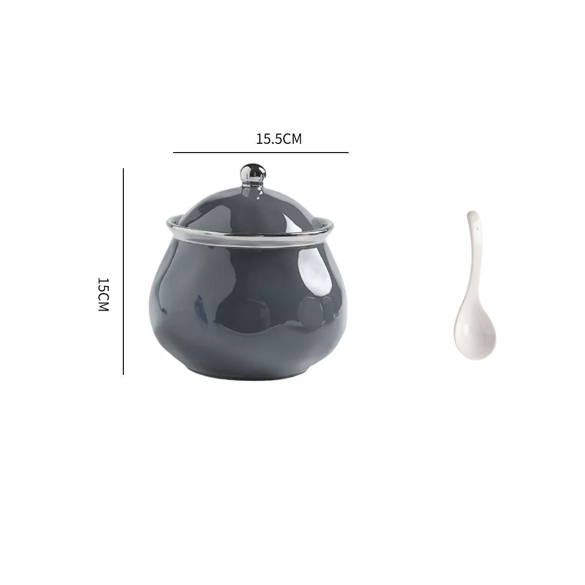 Silver edge lard tank dark grey 1200ML (free spoon) can hold about 2 kilograms of lard