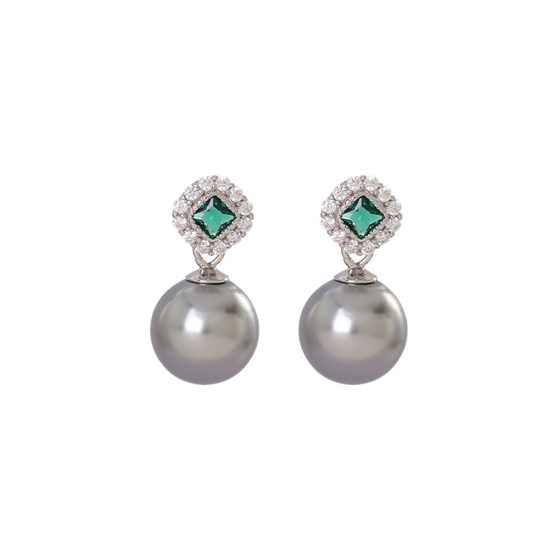 1:Platinum Silver Gray Pearl Green Diamond