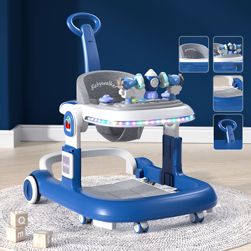 Blue early education push bar   step   toddler   folding belt pedal