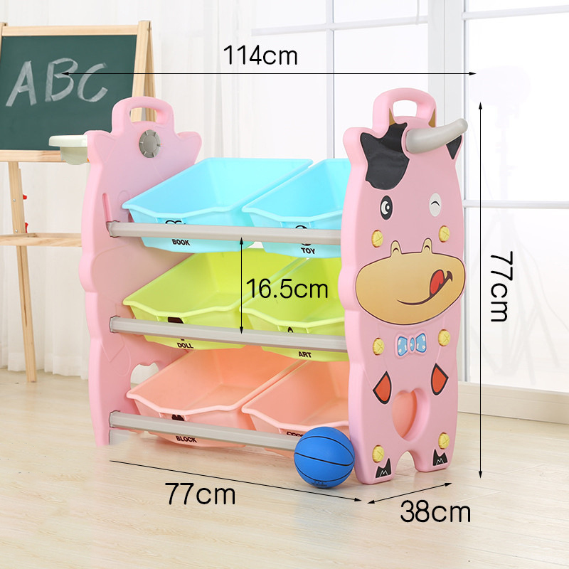Calf three-tier deluxe toy rack pink