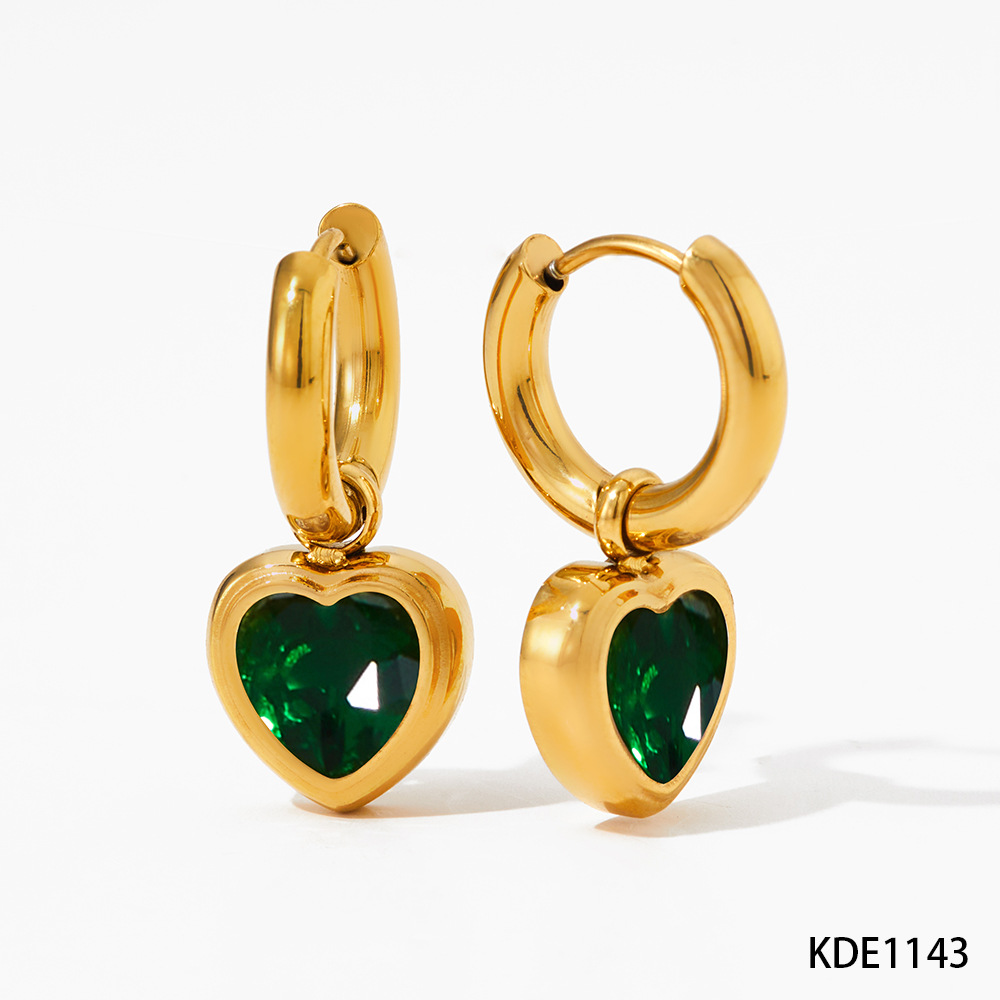 12:Earrings   green zirconium