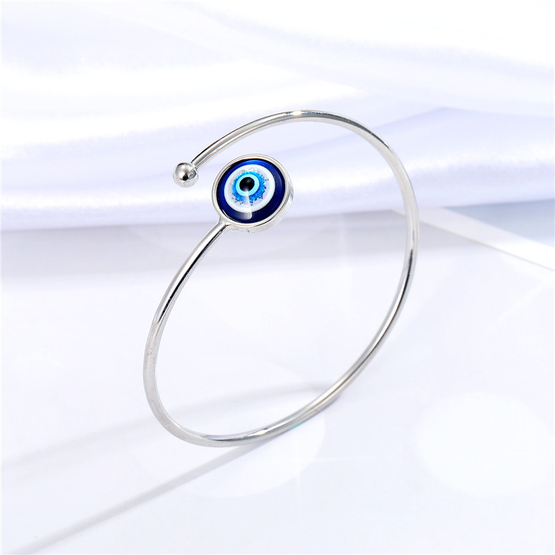 2:Blue pink eye silver bracelet