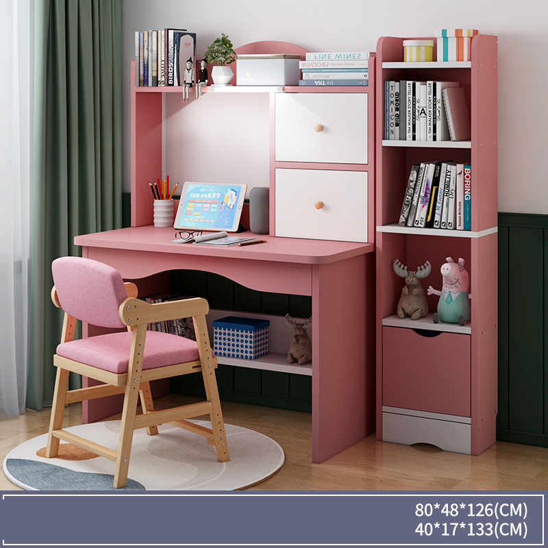 80 Pink with light and bookcase   solid wood chair
