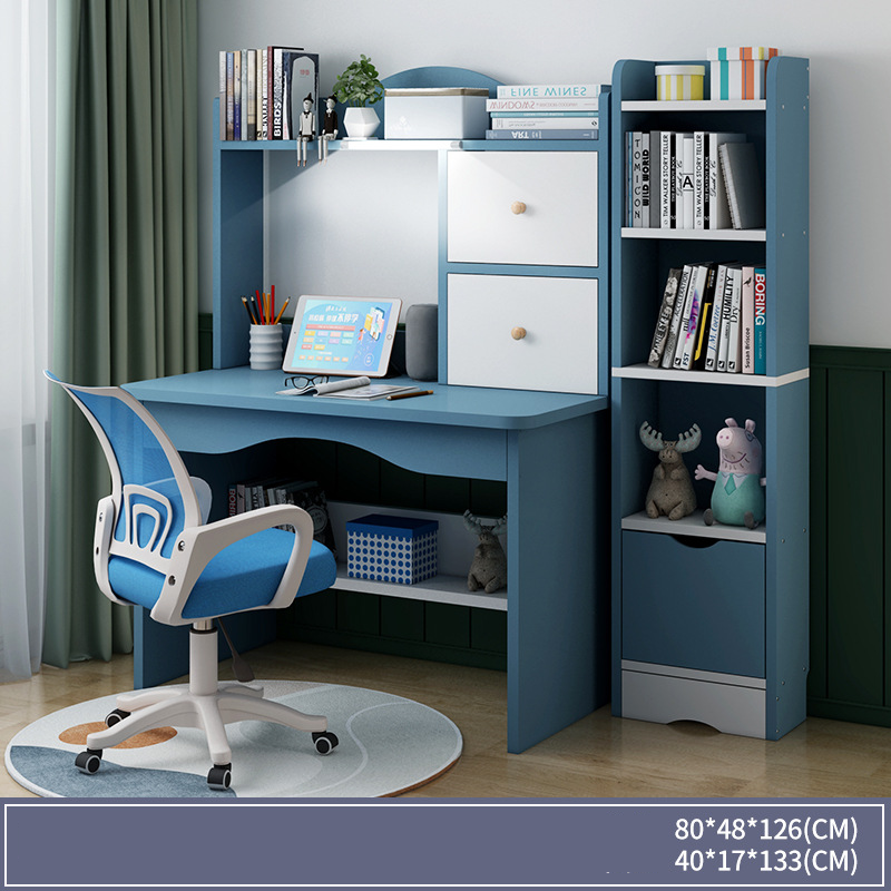 80 blue with light and bookcase   study chair