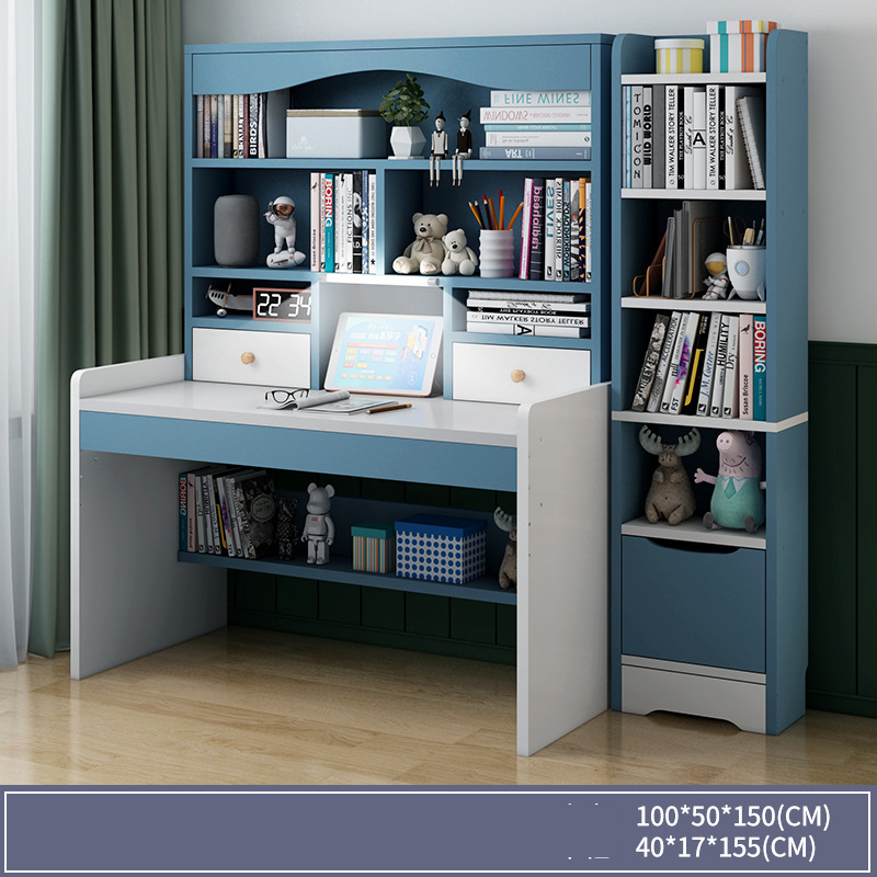 100 blue with light   bookcase