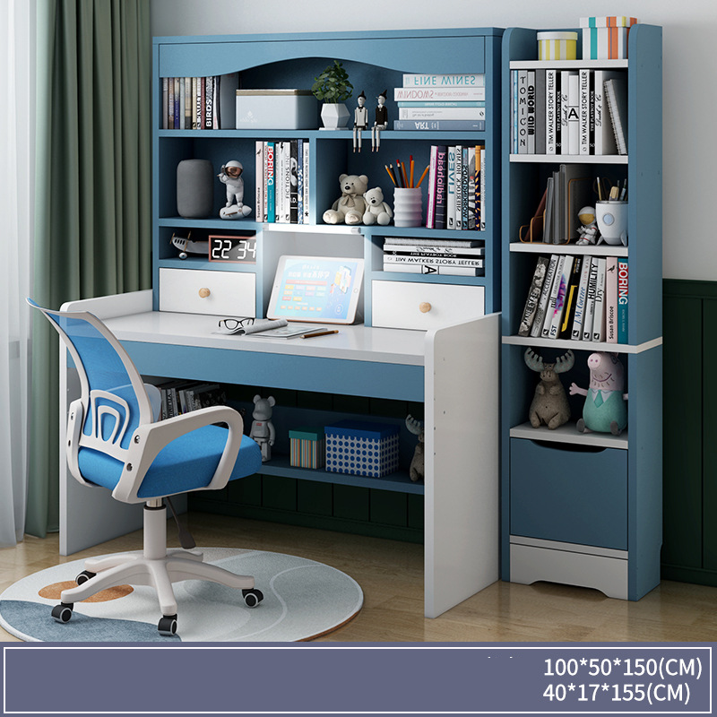 100 Blue with light   bookcase   study chair