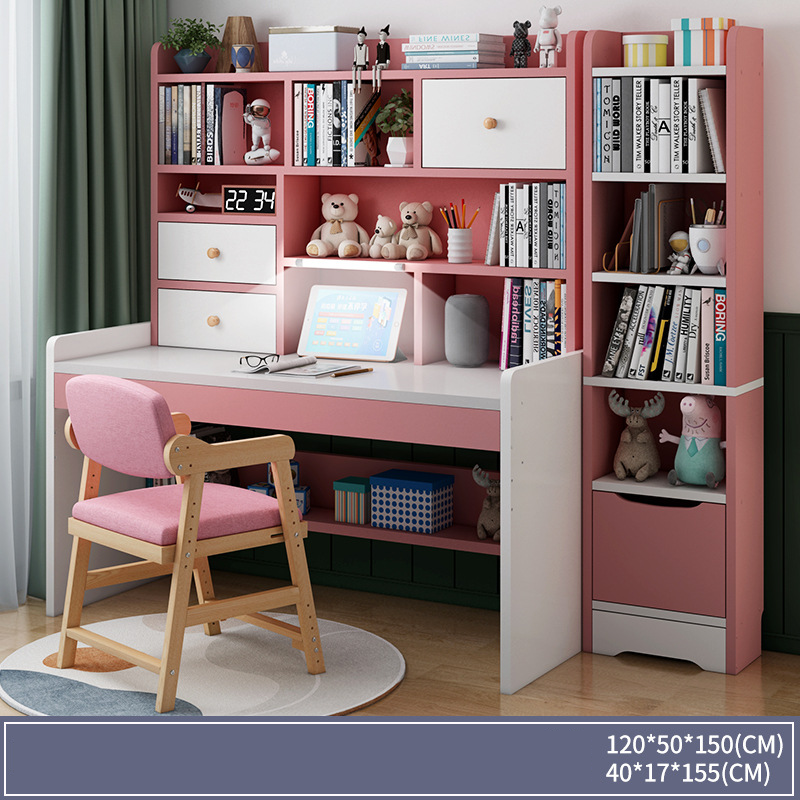120 Pink with light   bookcase   solid wooden chair