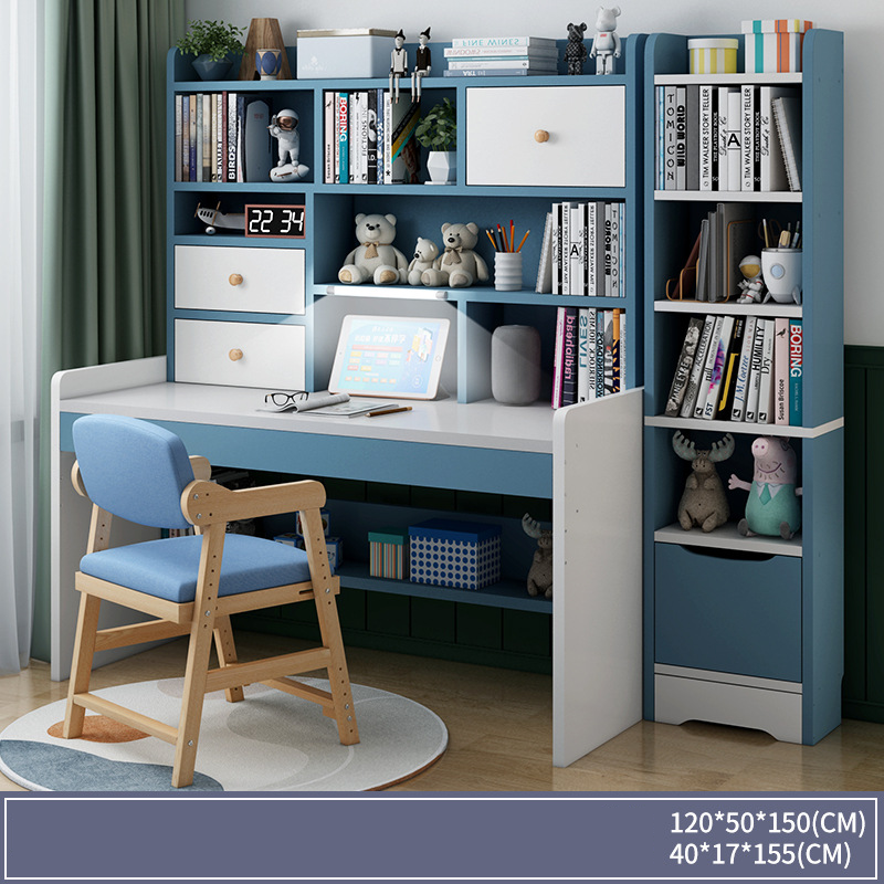120 Blue with light   bookcase   solid wood chair