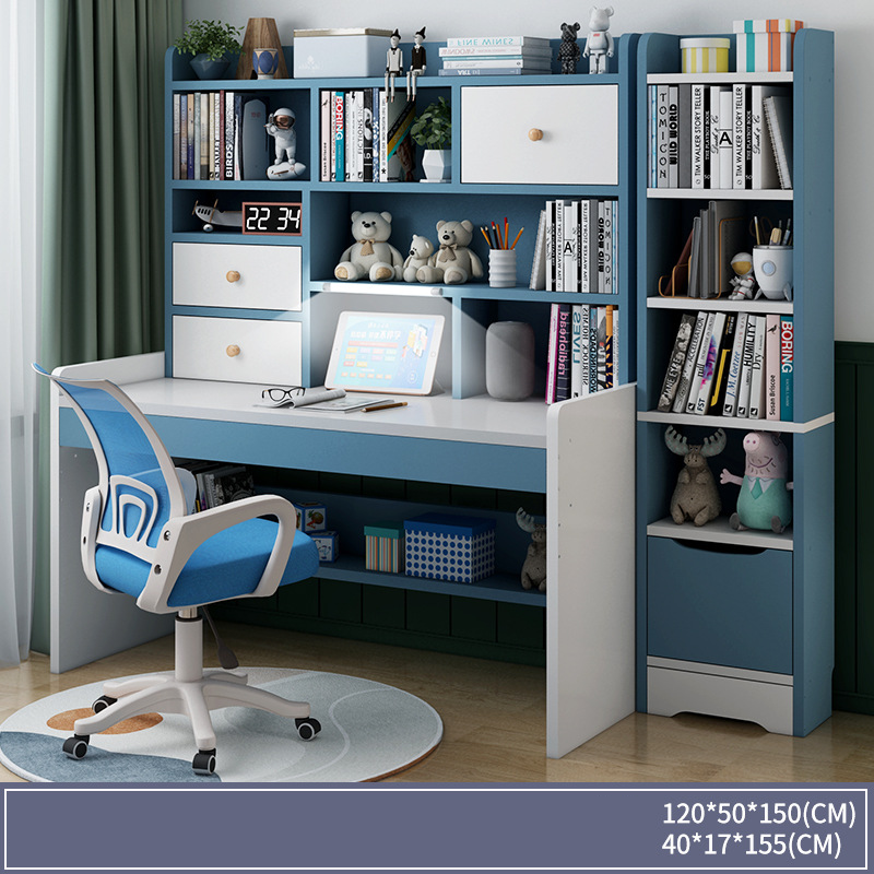 120 Blue with light   bookcase   study chair