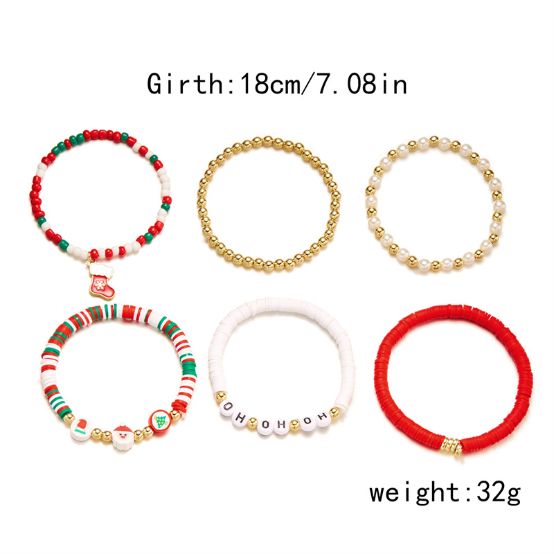 Santa Claus Christmas stocking 6-piece bracelet set