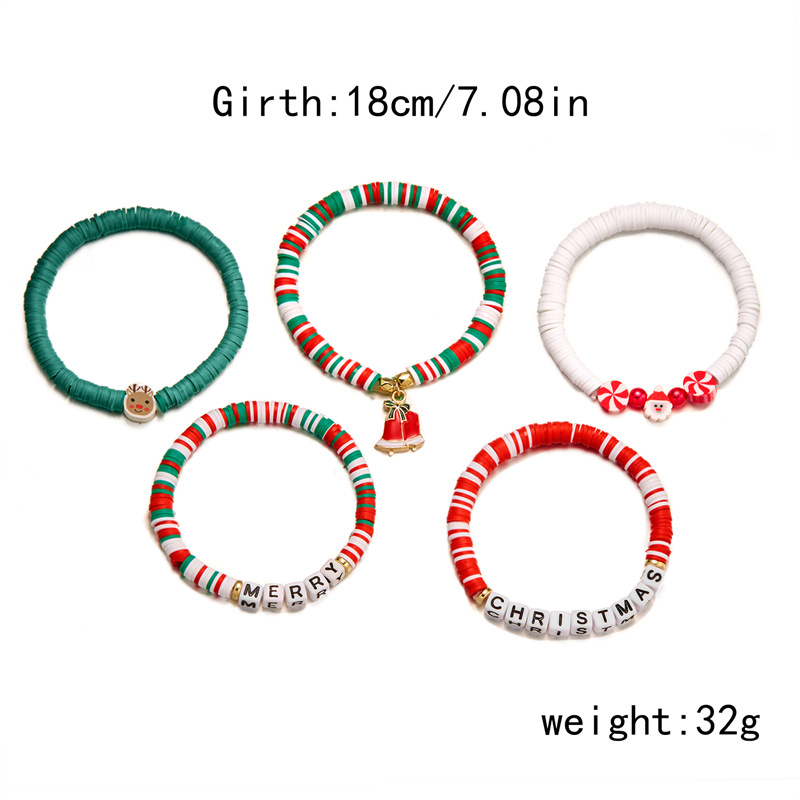 Christmas bell letter bracelet 5-piece set