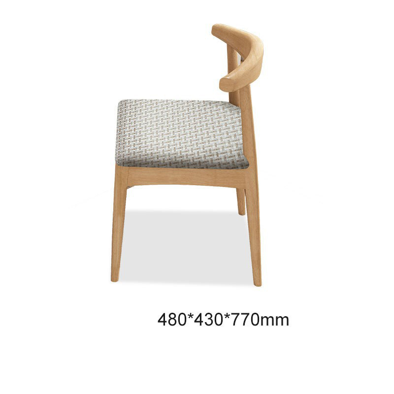 Plaid horn chair original wood color
