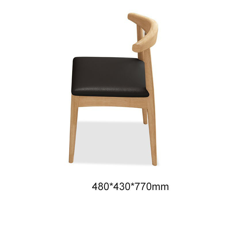 Leather horn chair original wood color