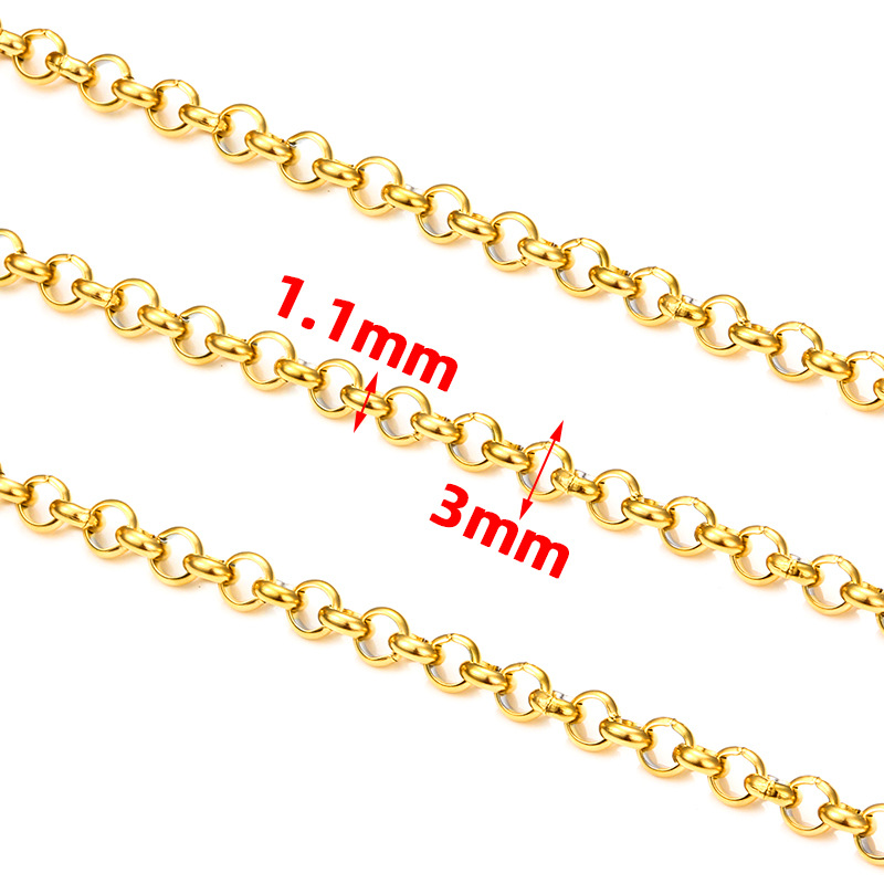 4#1 round pearl chain 3mm 18K gold