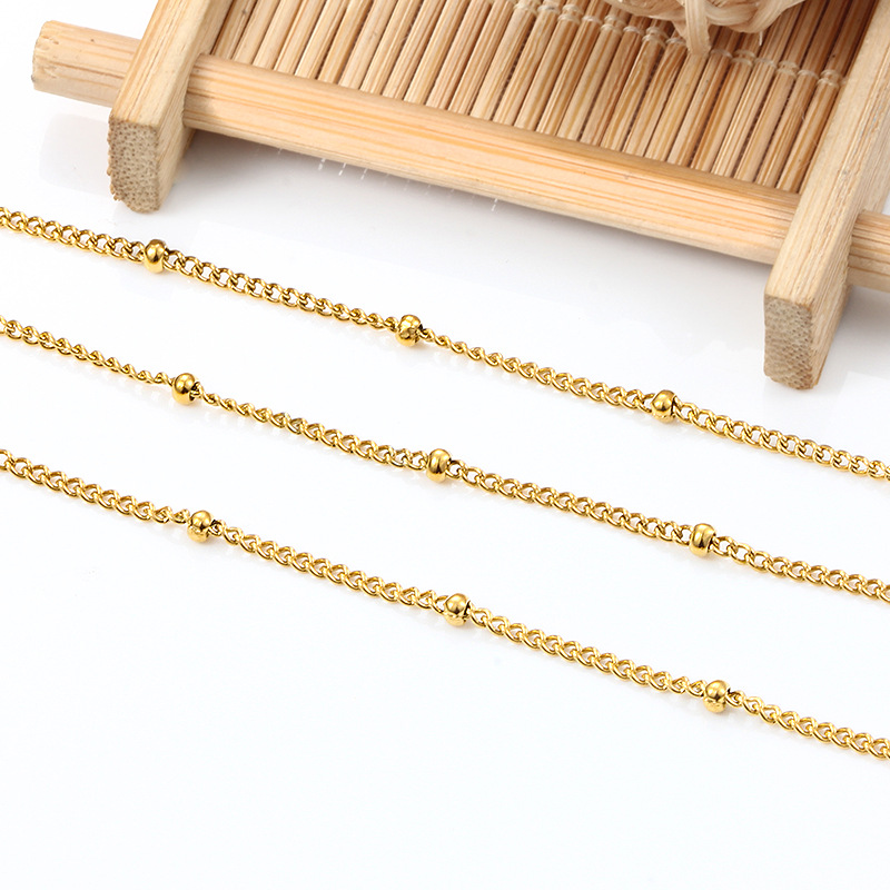 7:8#1 side clamp bead chain 1.5mm  Bead 2.1mm 18K gold