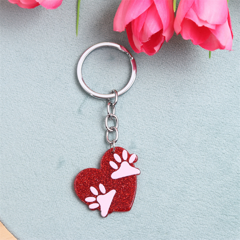 1:Red Pink love dog PAWS :8.8x3.5cm
